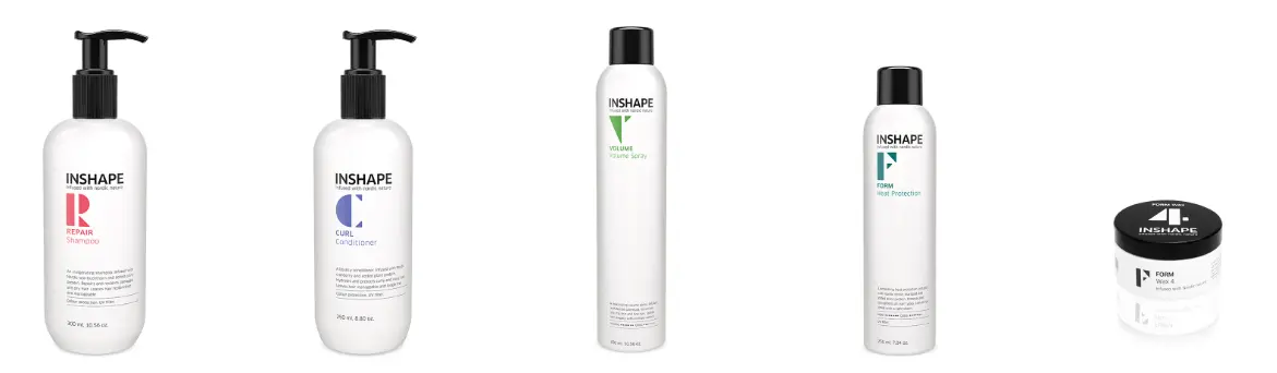 Het assortiment van InShape Hair op een rij